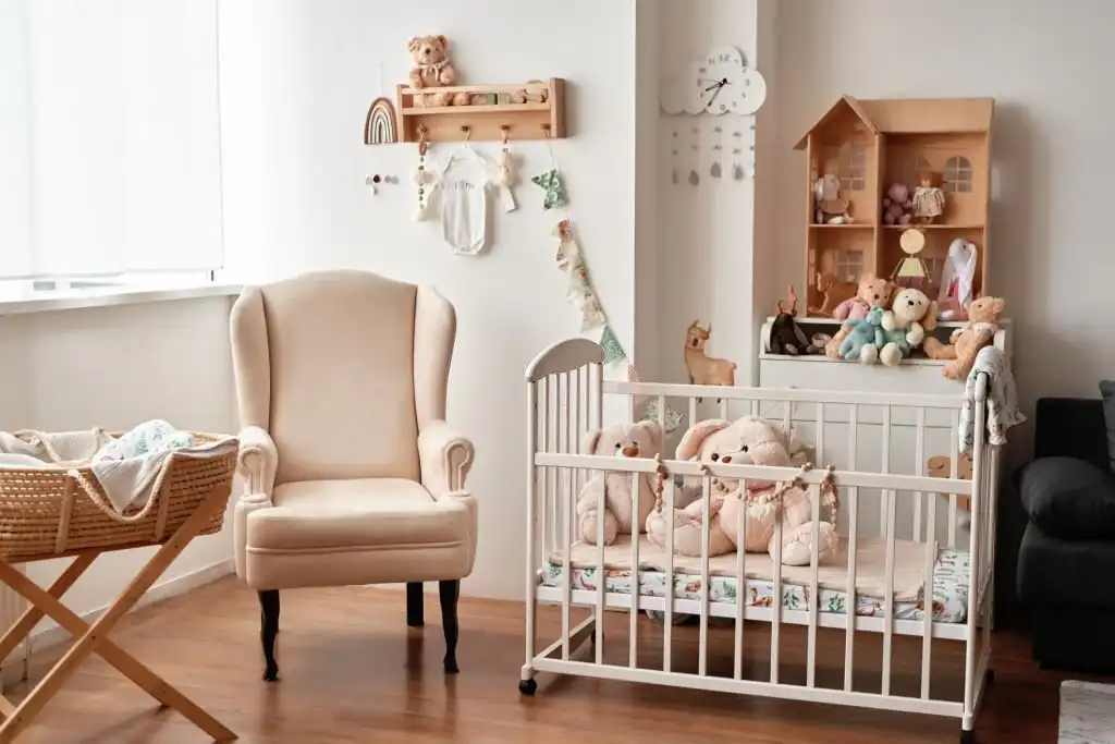 Where should a crib be placed in bedroom