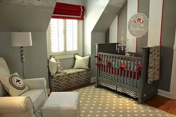 top 9 nursery decorating ideas in red and gray