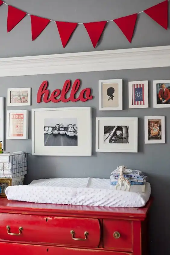 top 9 nursery decorating ideas in red and gray